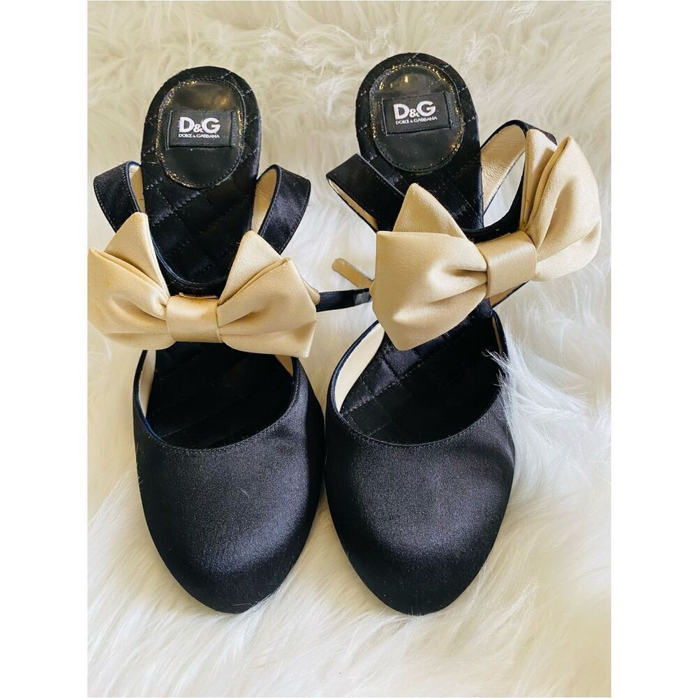 🛍️ Dolce & Gabbana Authentic Bow-Detail Satin Pumps W/Box & Dust Cover